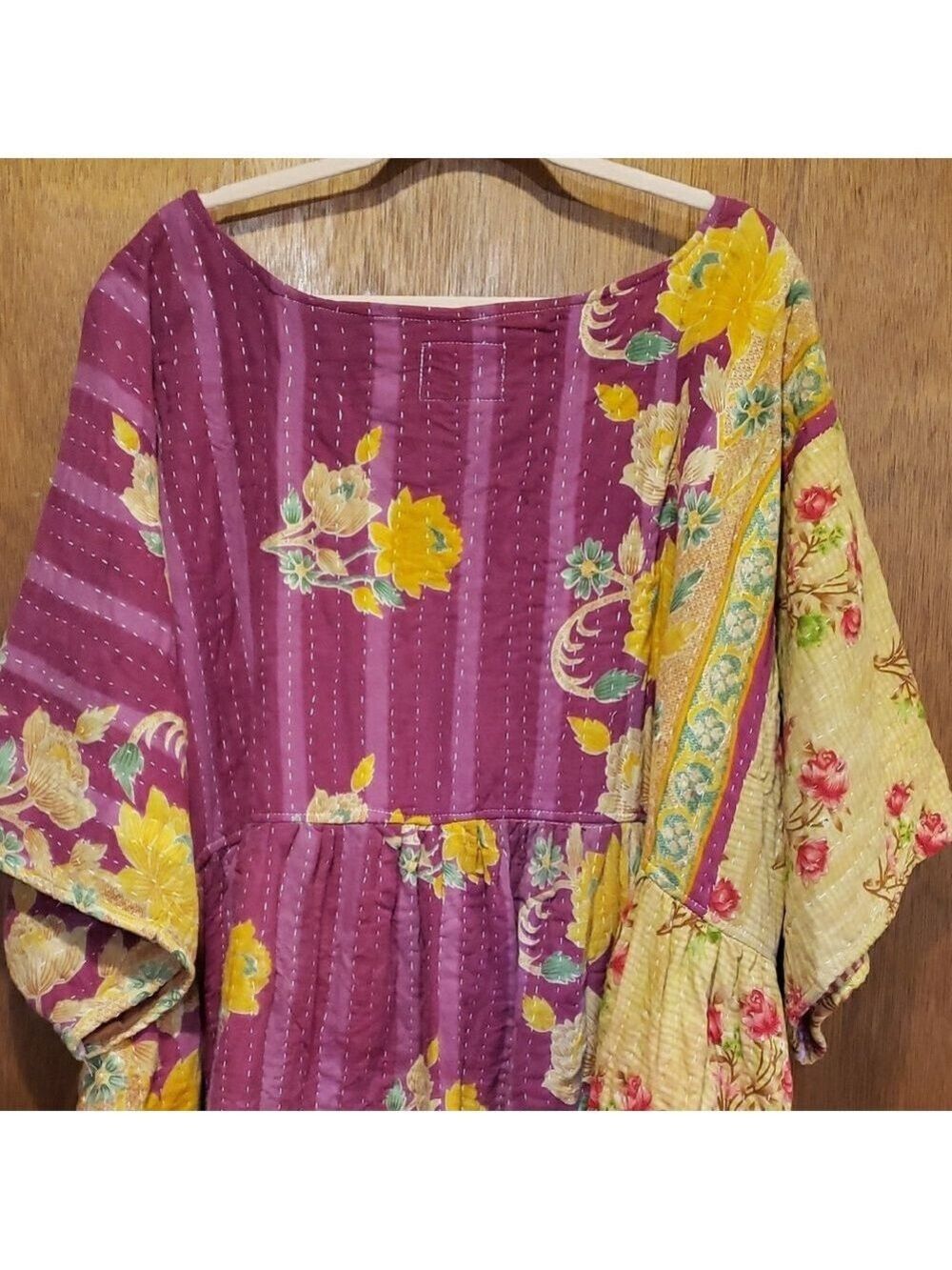 Floral Kantha Babydoll Style Patchwork Dress - Picture 9 of 10